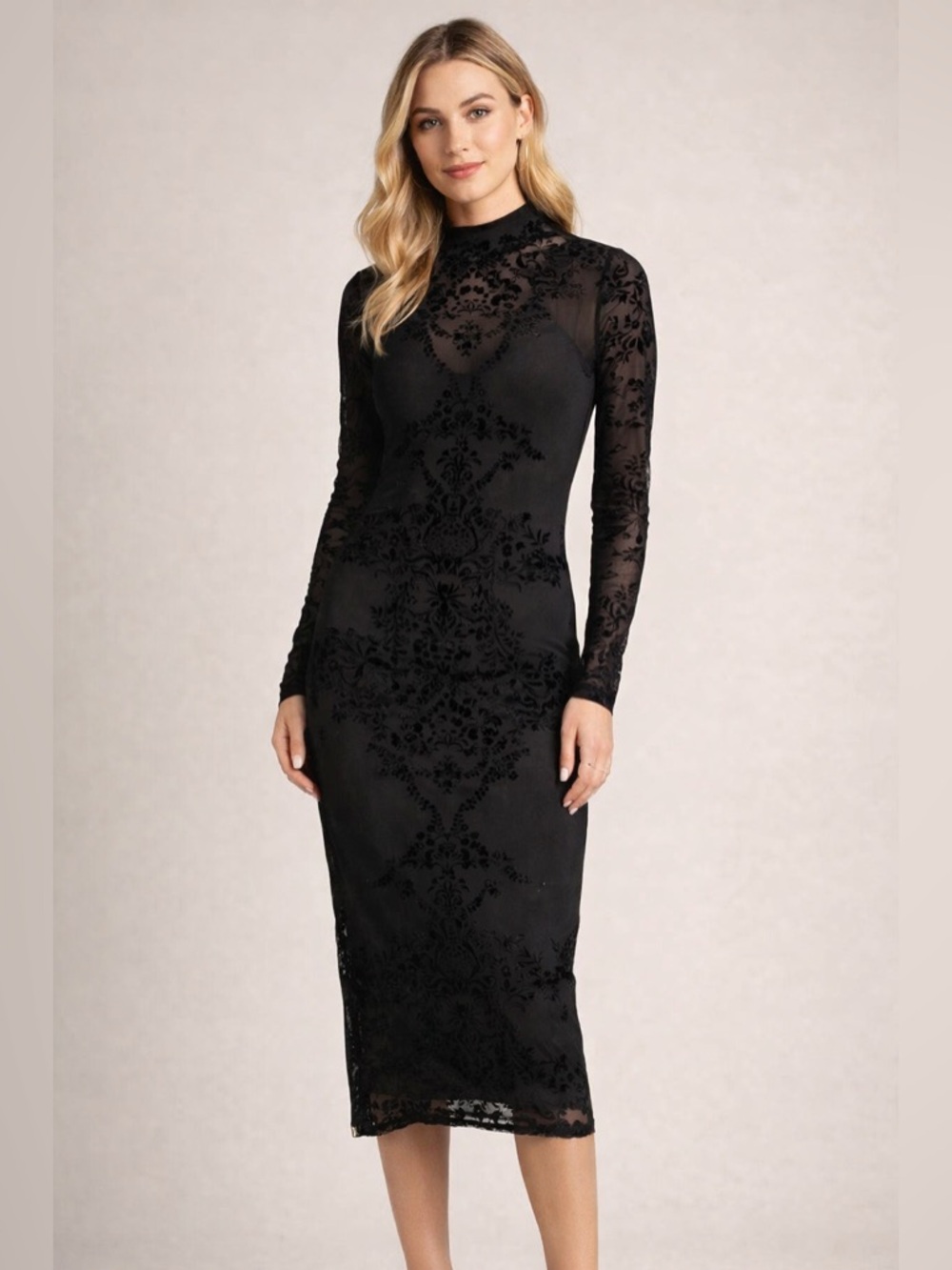 Xhilaration Black Long Sleeve Velvet Dress